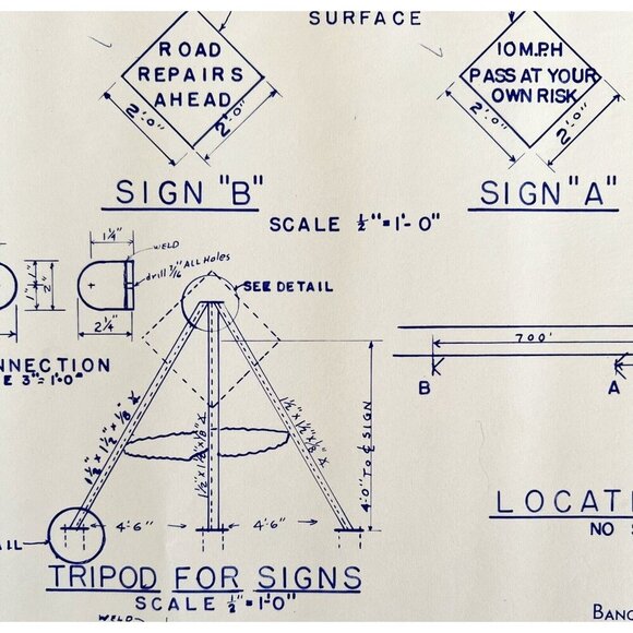 1966 Railroad Bangor Aroostook Crossing Construction Signs Blueprint K20 DWDD12 - Picture 1 of 4